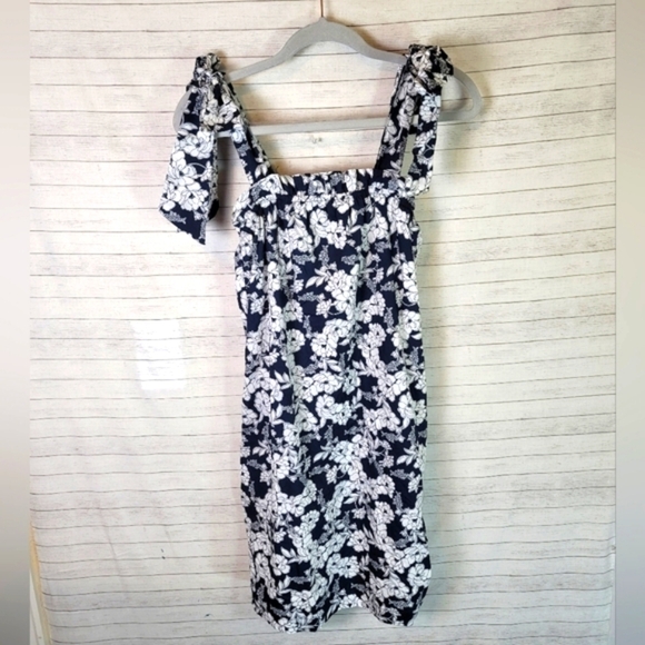 J.CREW MAGNOLIA FLORAL TIE SHOULDER SUNDRESS IN NAVY, SZ XS - Picture 1 of 11